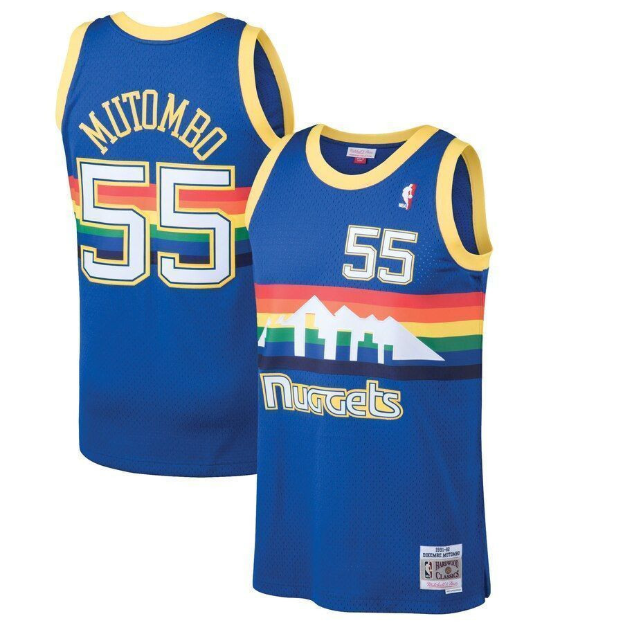 Dikembe Mutombo Denver Nuggets Mitchell Ness 1991-92 Hardwood Classics Swingman Blue NBA Jersey Men's