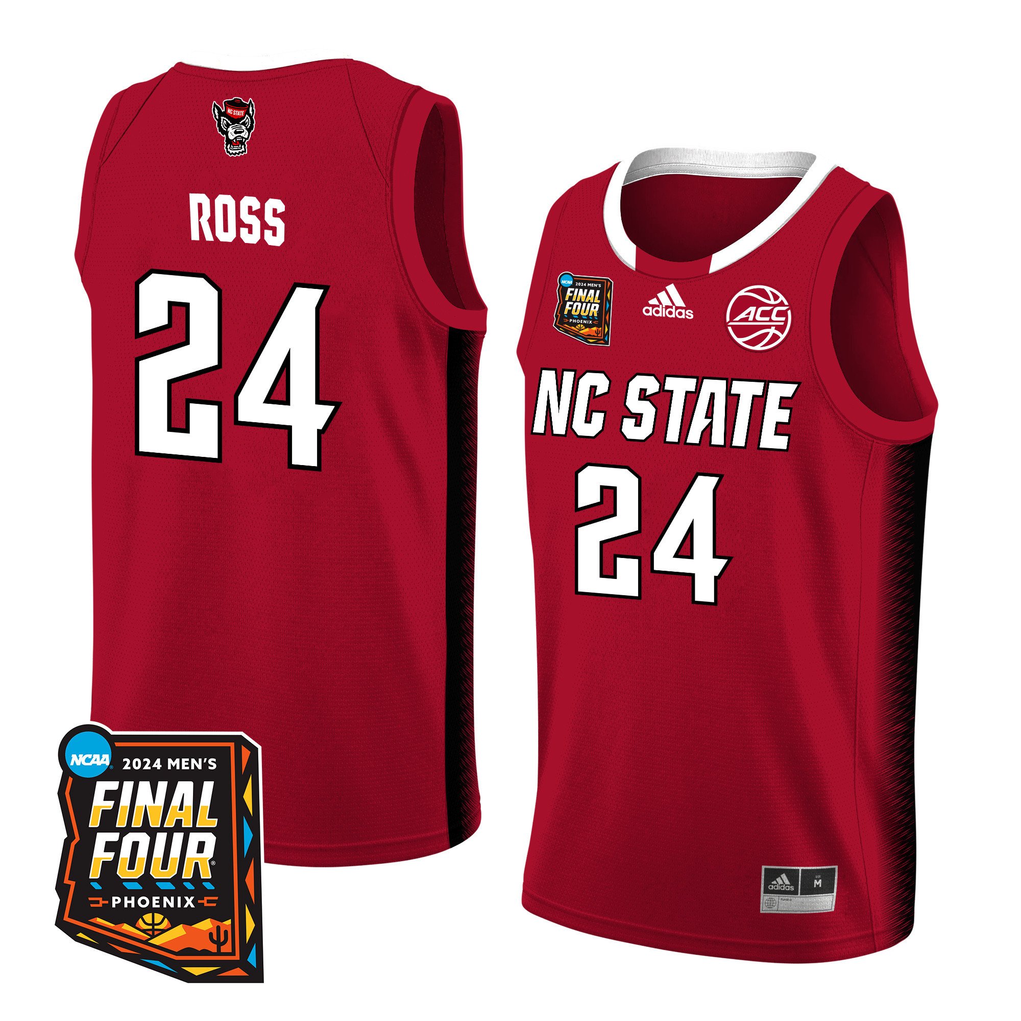 Ernest Ross NC State 2024 Final Four Patch Re White NCAA Jersey Men's