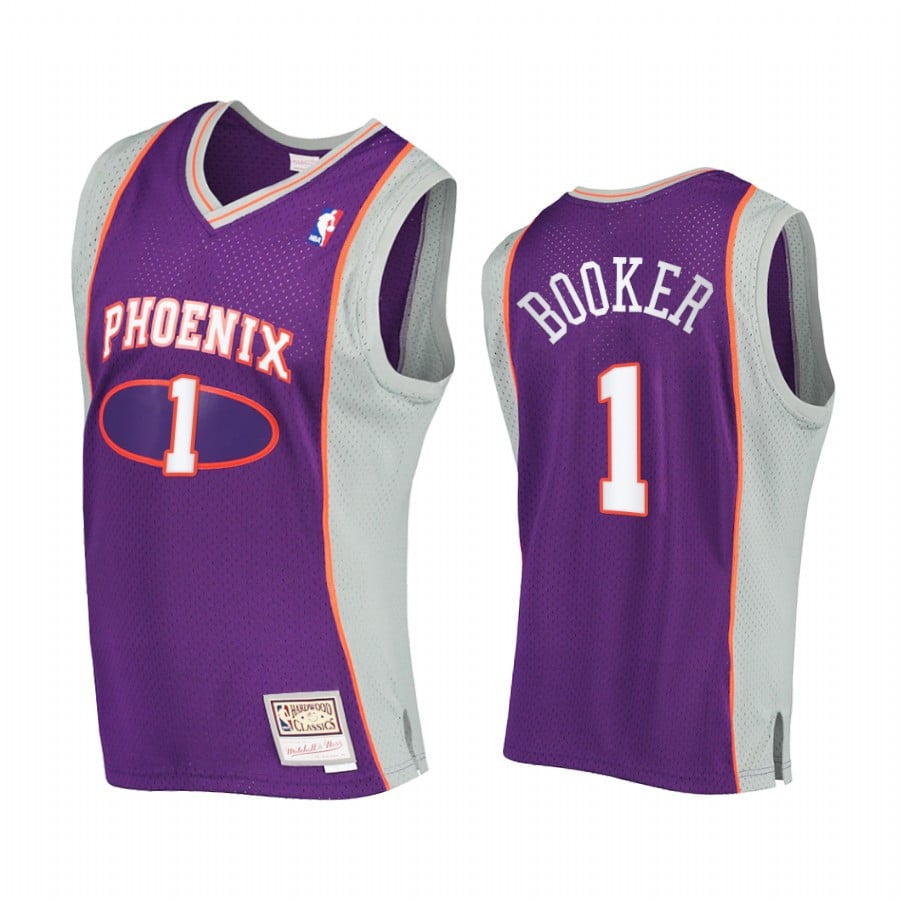 Devin Booker 1 Phoenix Suns Hardwood Classics Purple NBA Jersey Men's