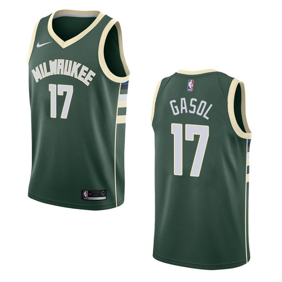Milwaukee Bucks 17 Pau Gasol Icon Swingman Green NBA Jersey Men's