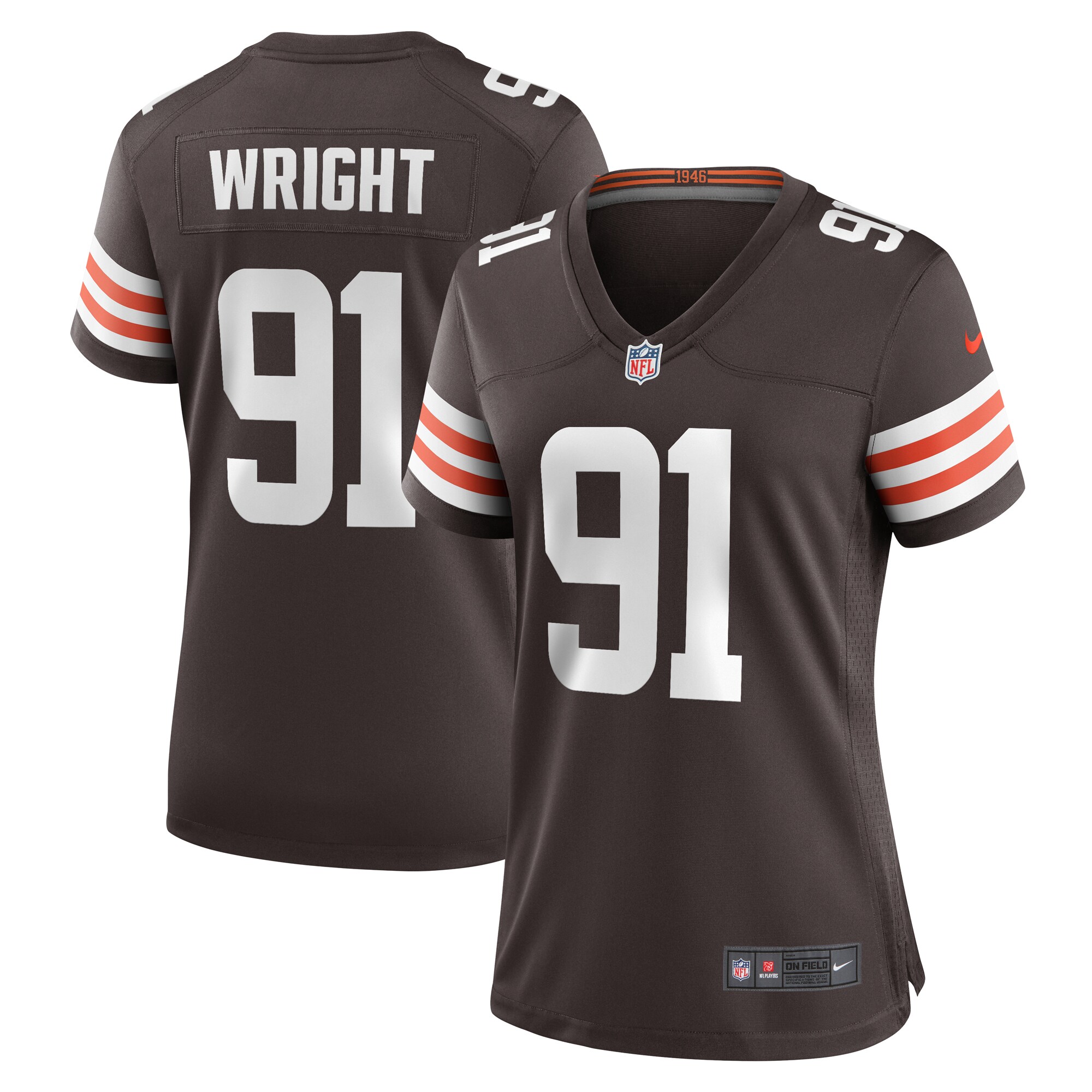 Cleveland Browns Alex Wright Brown Team Game NFL Jersey Women's