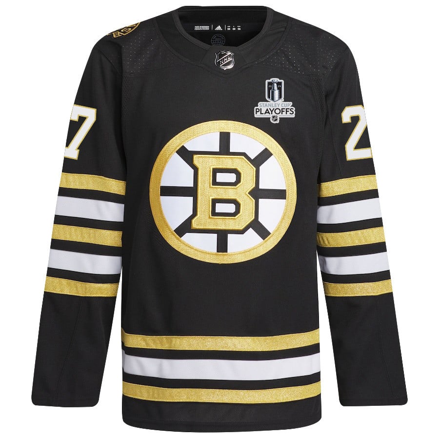 Hampus Lindholm 27 Boston Bruins 2024 Playoffs Patch Home Black NHL Jersey Men's