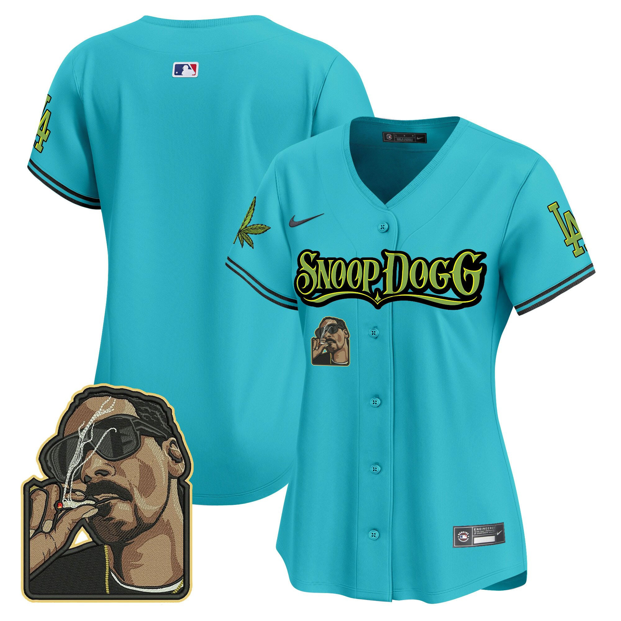 Los Angeles Dodgers Snoop Dogg Aqua MLB Jersey Women's