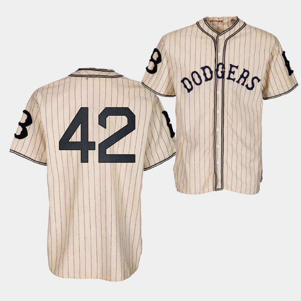 Brooklyn Los Angeles Dodgers Jackie Robinson 1933 Heritage 42 Gold Pinstripe MLB Jersey Men's