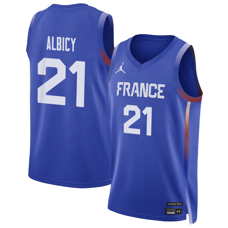 Andrew Albicy 21 France 2024 Summer Olympics Player Limite Unisex Royal NBA Jersey Unisex