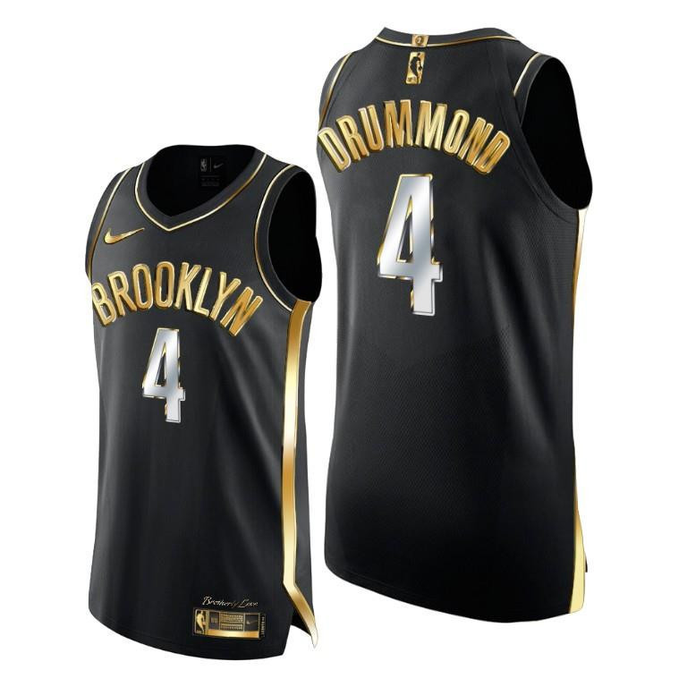 Andre Drummond 4 Brooklyn Nets Golden Edition Black NBA Jersey Men's