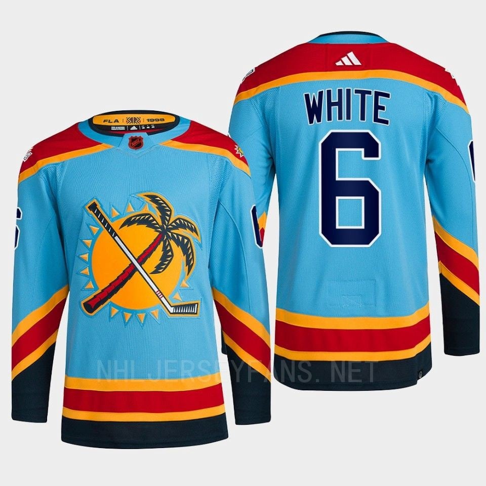 Florida Panthers 2022 Reverse Retro 2.0 Colin White 6 Blue Primegreen NHL Jersey Men's