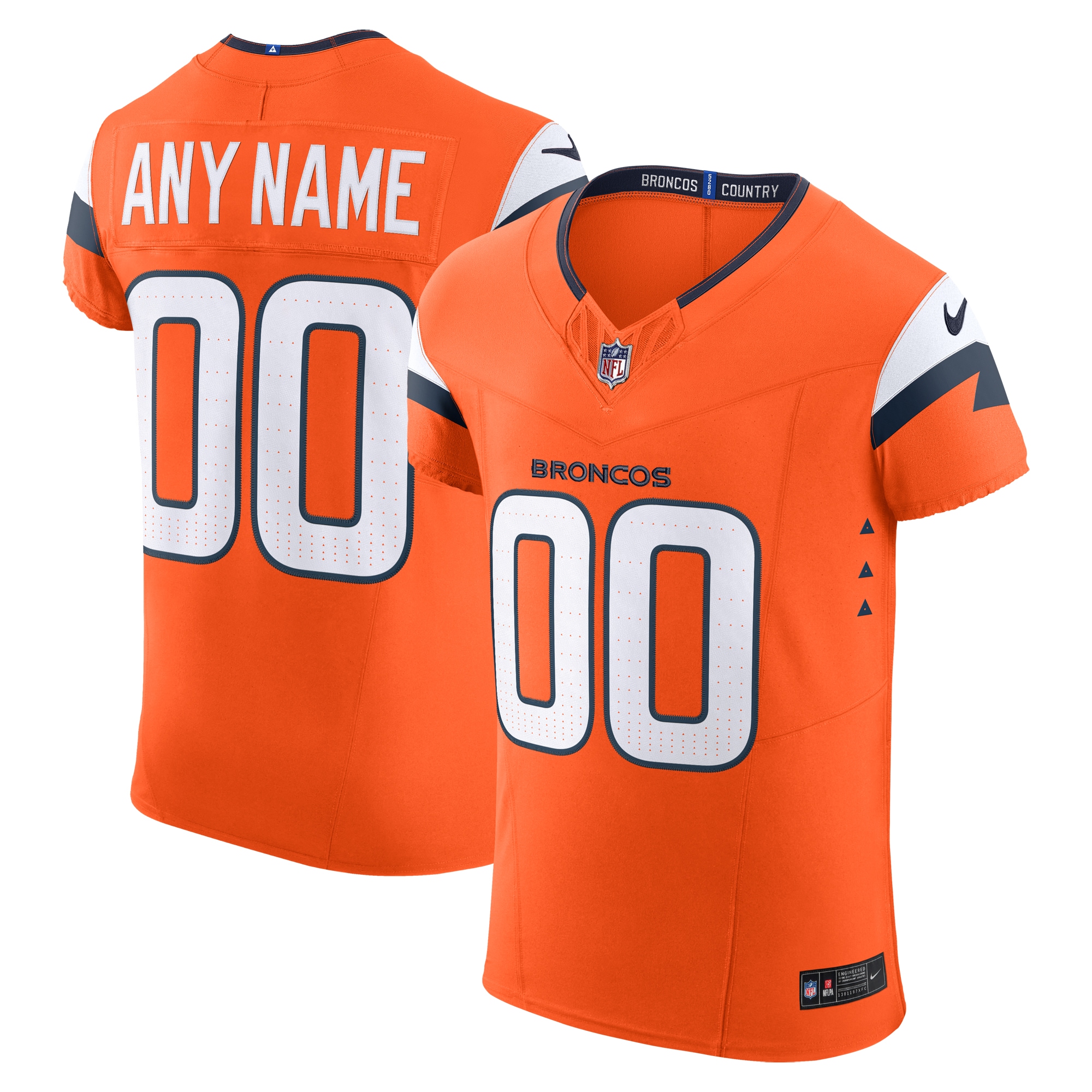 Denver Broncos Orange Team Vapor F.U.S.E. Elite Custom NFL Jersey Men's