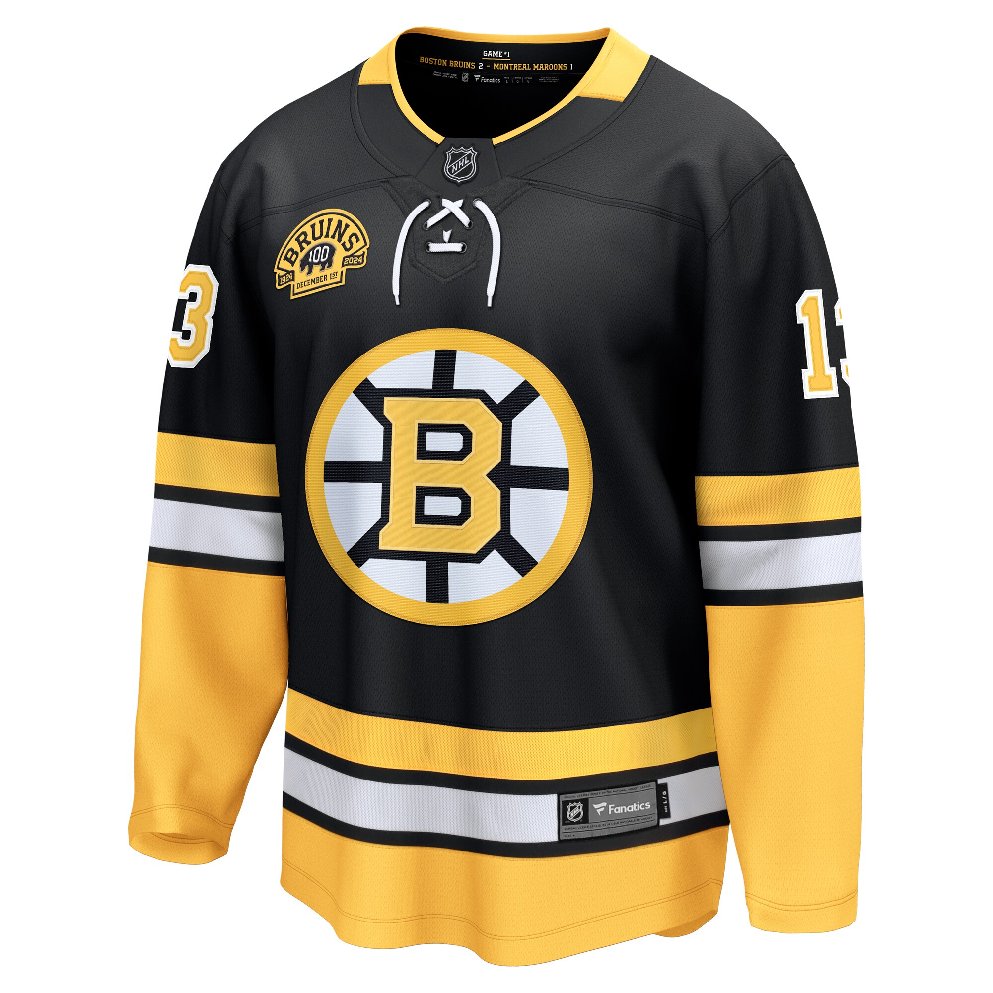 Boston Bruins Charlie Coyle Black 100th Anniversary Premier Breakaway Player NHL Jersey Men's