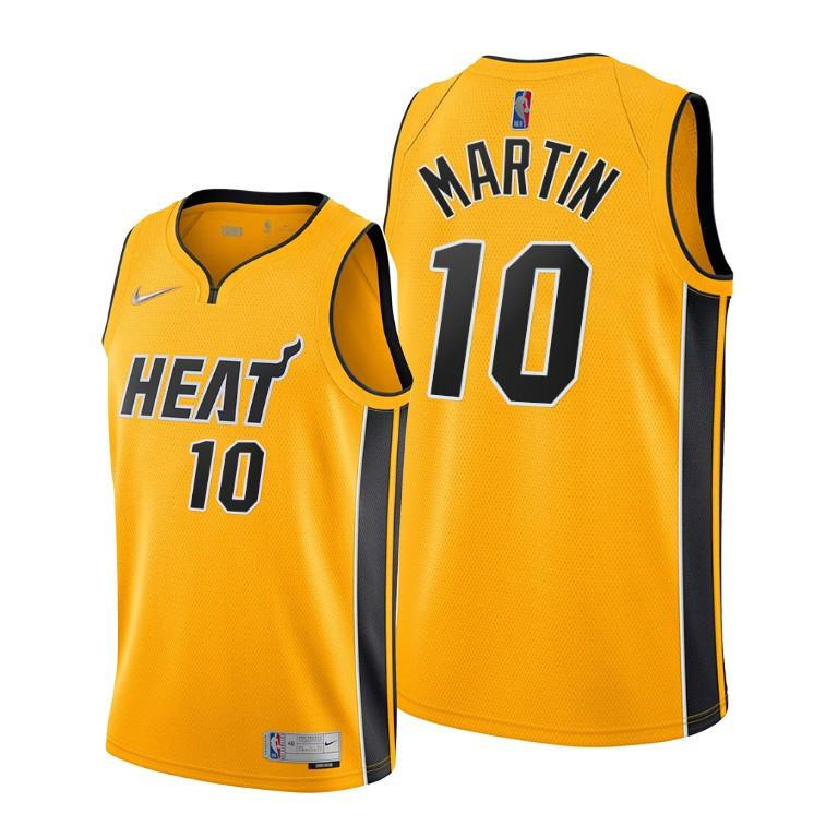 Caleb Martin 10 Miami Heat Earned Edition Gold NBA Jersey Men's