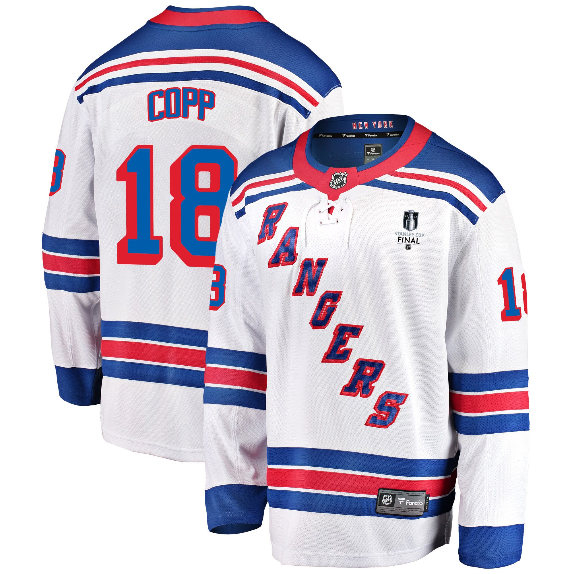 New York Rangers Andrew Copp 18 Away 2022 Stanley Cup Final Breakaway White NHL Jersey Men's