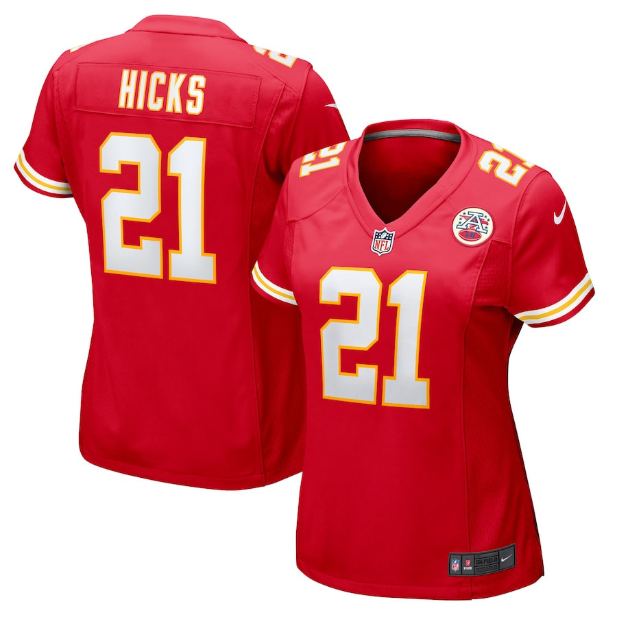 Jaden Hicks 21 Kansas City Chiefs Game Red NFL Jersey Women's