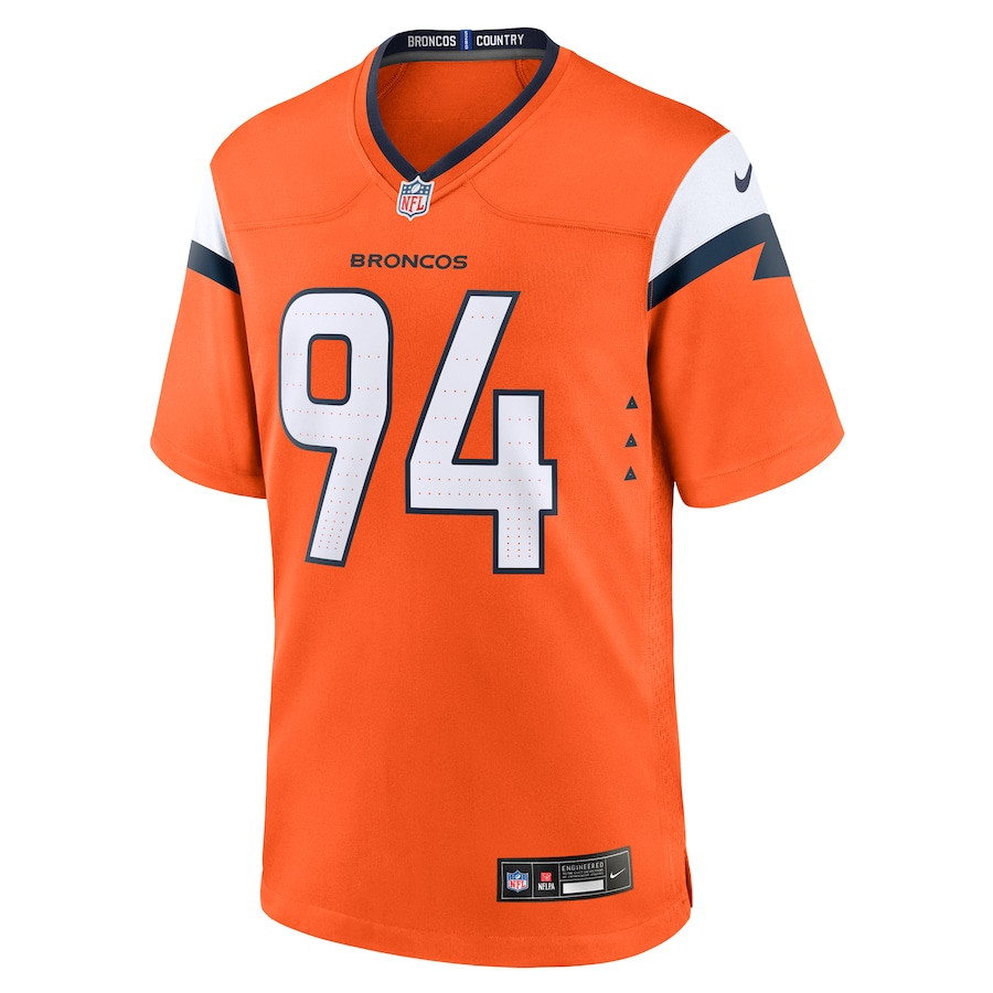 Jordan Jackson 94 Denver Broncos Team Game Orange NFL Jersey Men's