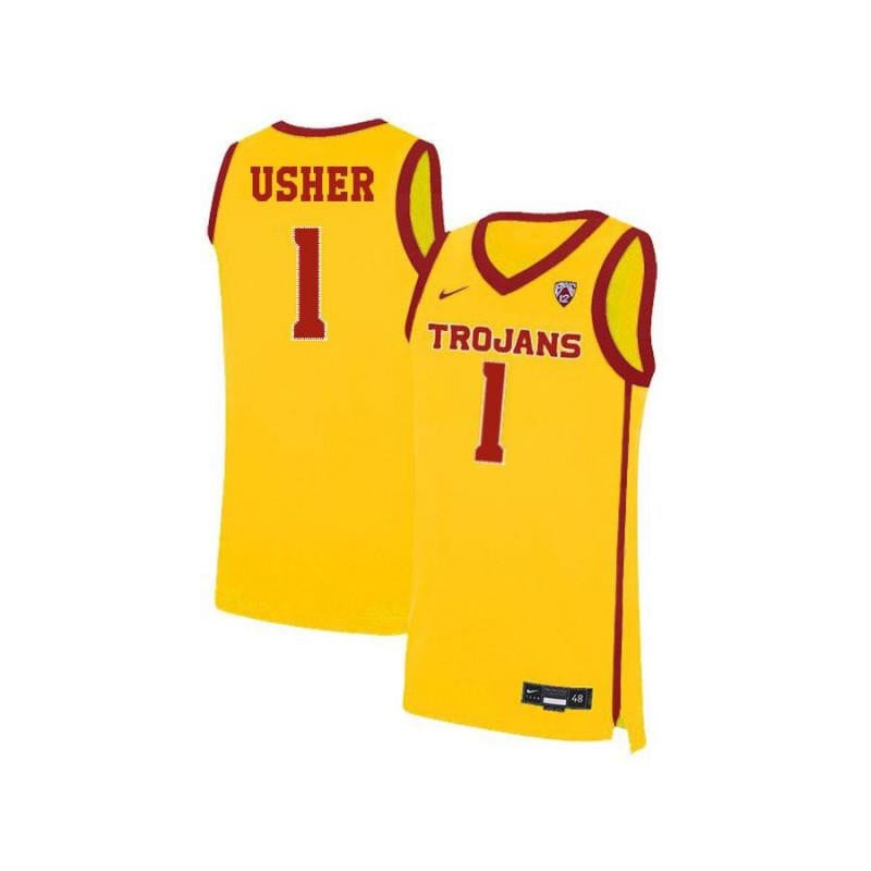 1 Jordan Usher Yellow Elite USC Trojans NCAA Jersey Men's