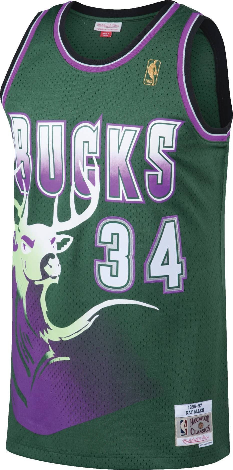 Mitchell Ness Milwaukee Bucks Ray Allen 34 Swingman NBA Jersey Men's