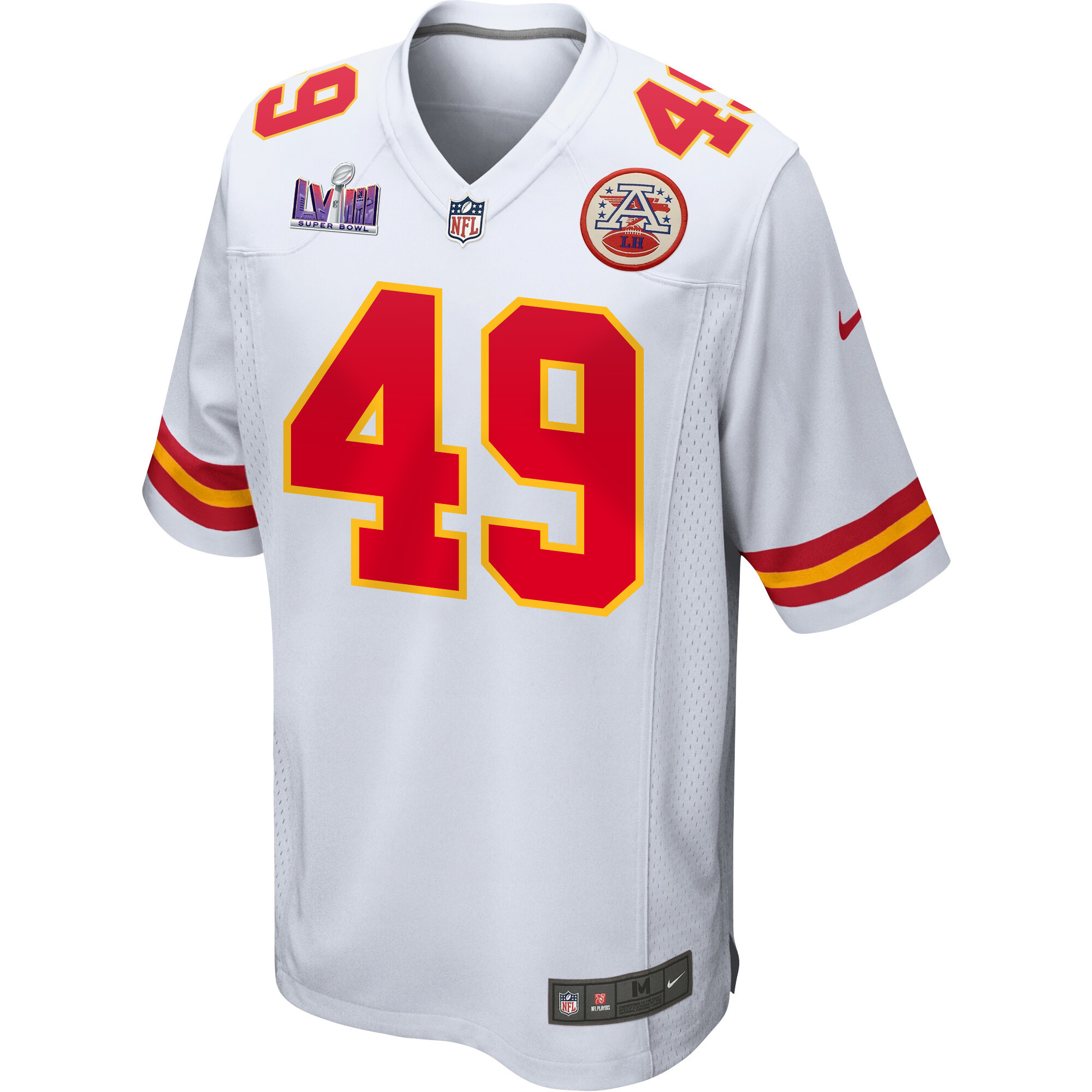 Matt Bushman 49 Kansas City Chiefs Super Bowl LVIII Patch Game White NFL Jersey Men's