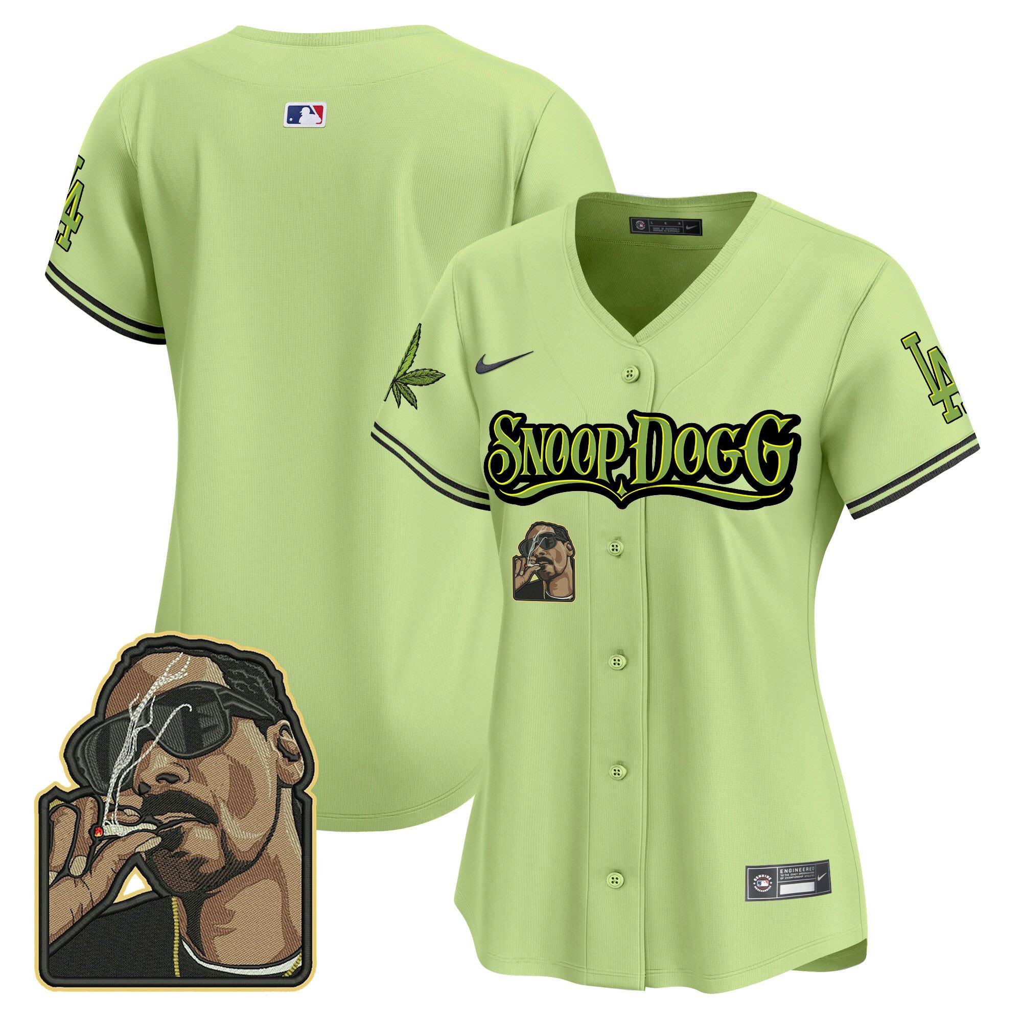 Los Angeles Dodgers Snoop Dogg Light Green MLB Jersey Women's