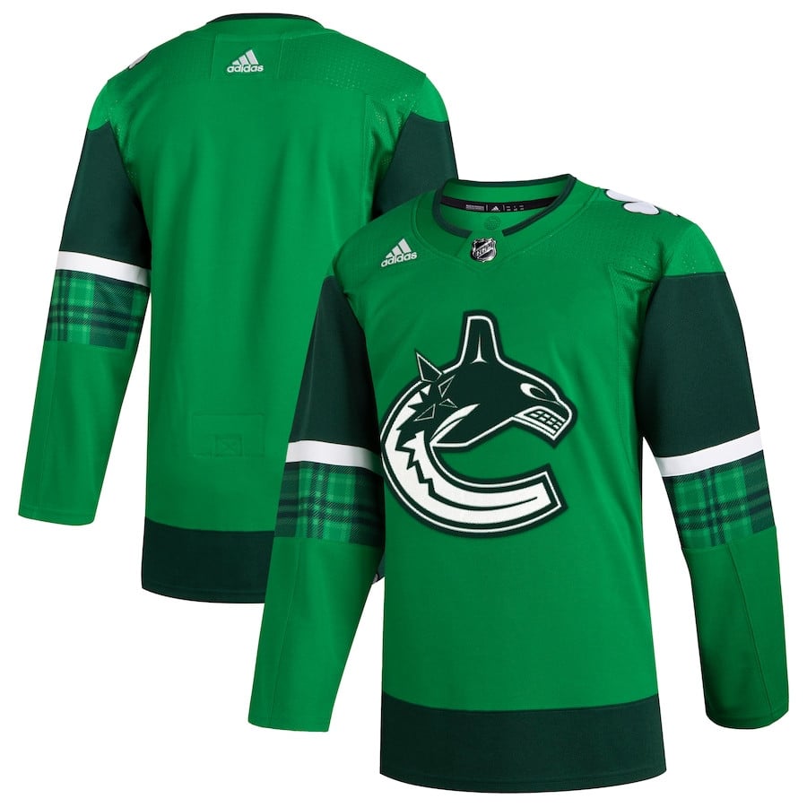 Vancouver Canucks 2023 St. Patrick's Day Primegreen Kelly Green NHL Jersey Men's