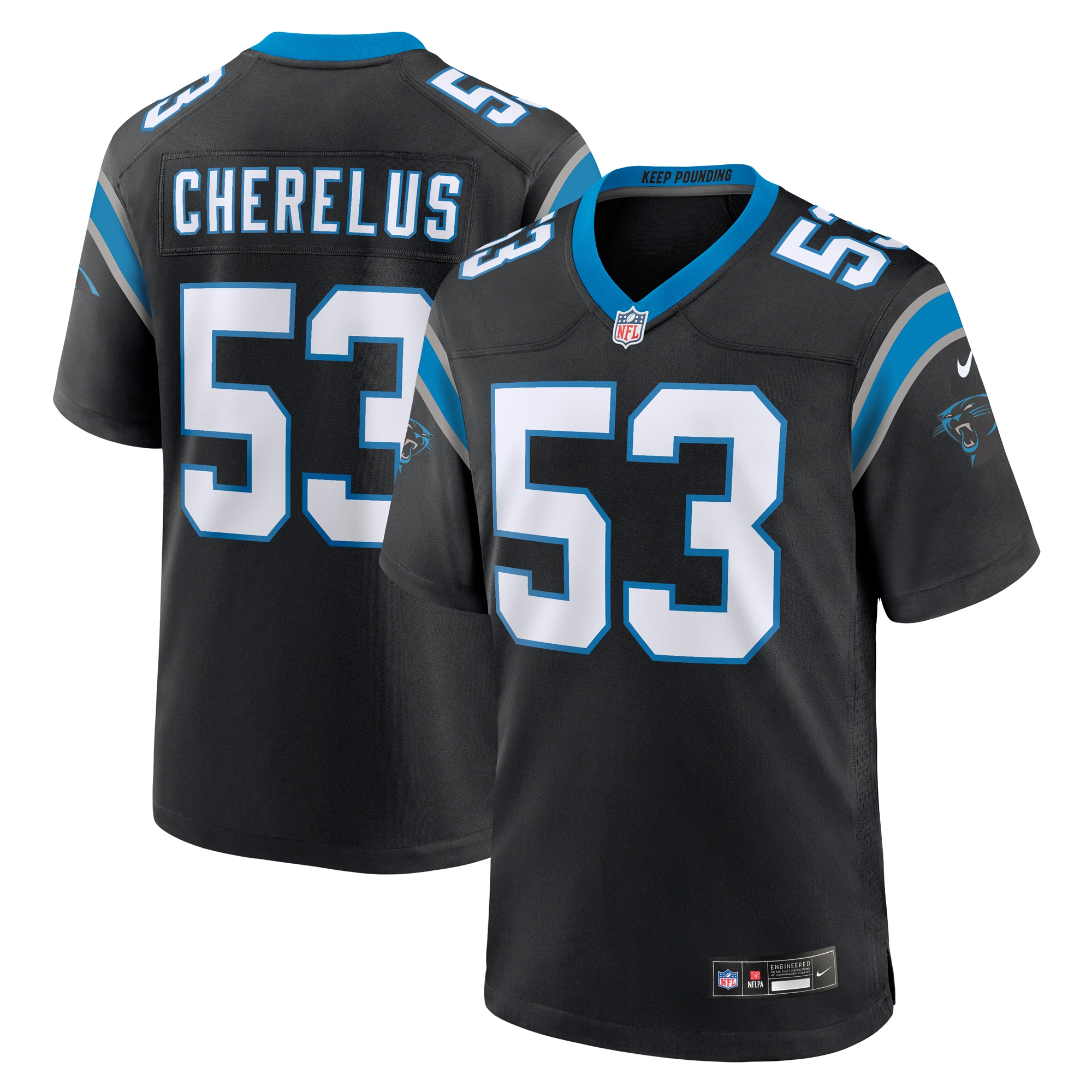 Carolina Panthers Claudin Cherelus Black Team Game NFL Jersey Men's