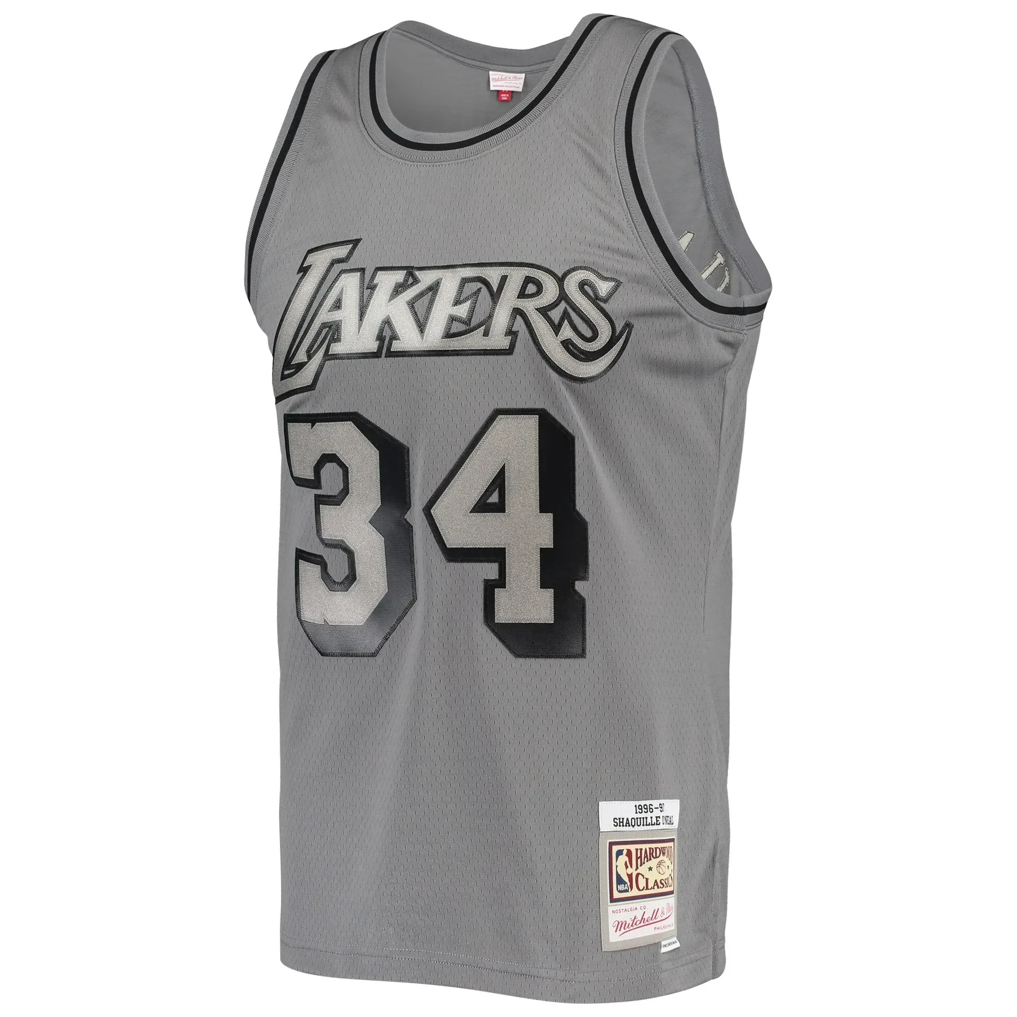 Shaquille O'neal Los Angeles Lakers Mitchell Ness Hardwood Classics Retired Player 1996/97 Metal Works Swingman ??Charcoal NBA Jersey Men's