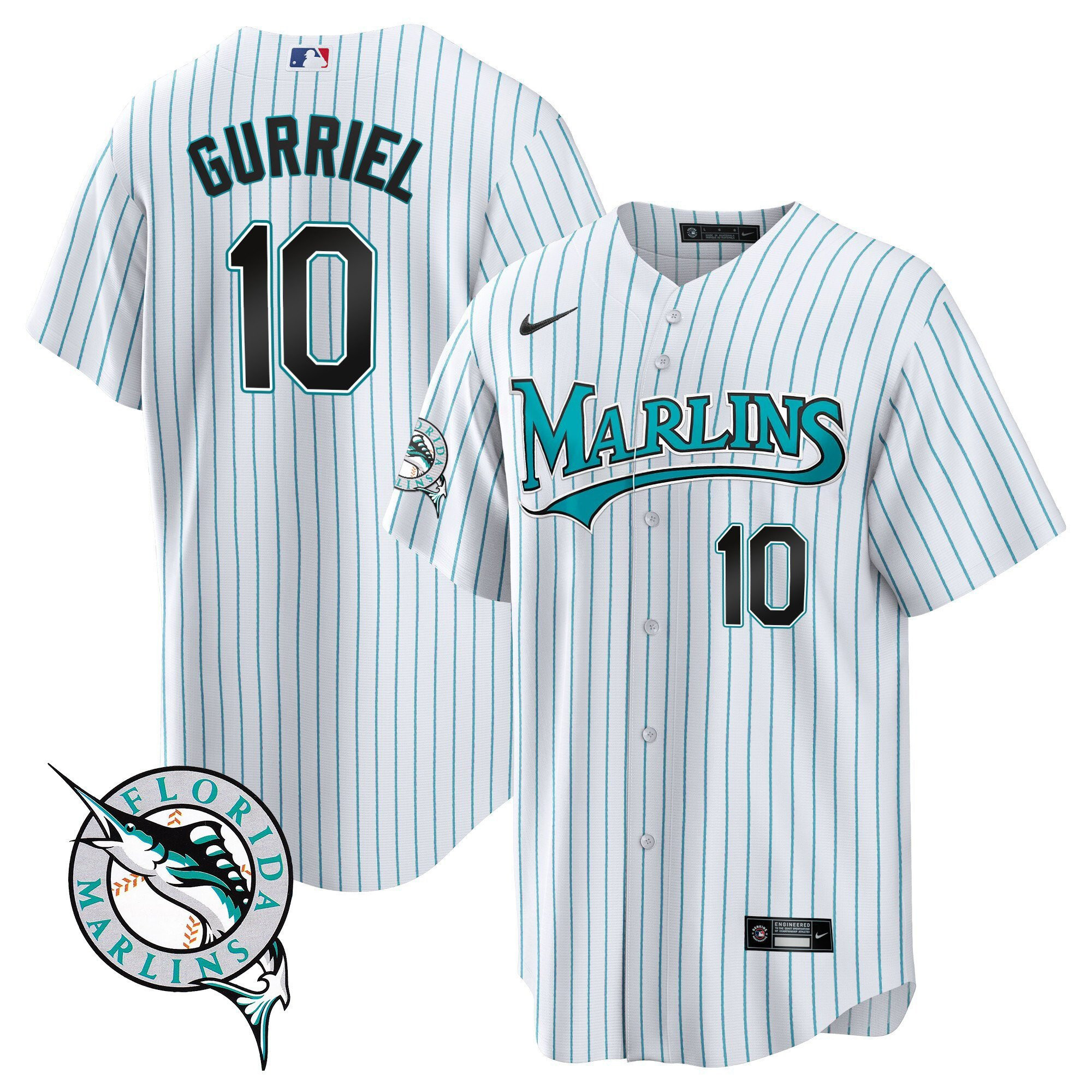 Yuli Gurriel 10 Miami Marlins Throwback White MLB Jersey Men's