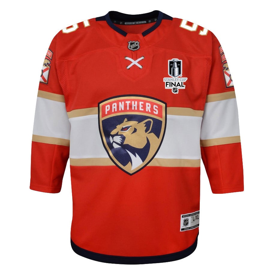 Aaron Ekblad 5 Florida Panthers 2024 STANLEY CUP Final Home Breakaway Red NHL Jersey Youth