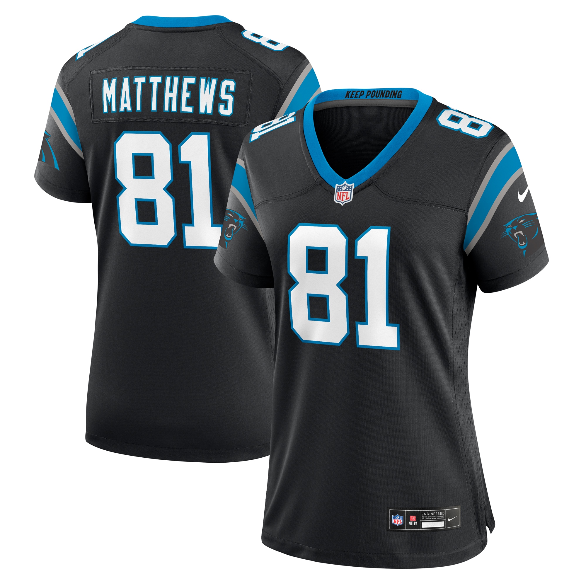 Carolina Panthers Matthews Black Game NFL Jersey Women's