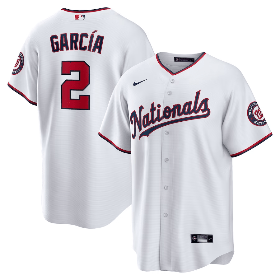 Luis Garc?a 2 Washington Nationals Home White MLB Jersey Men's