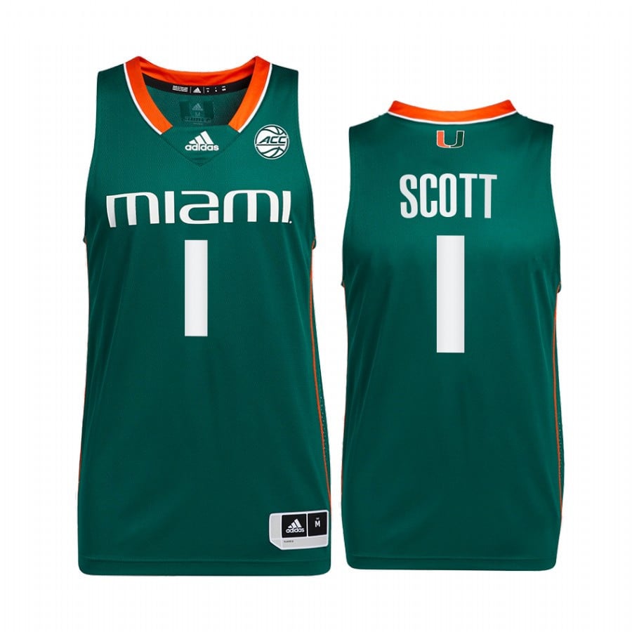 Miami Hurricanes Durand Scott 1 College Green Uniform NCAA Jersey Men's