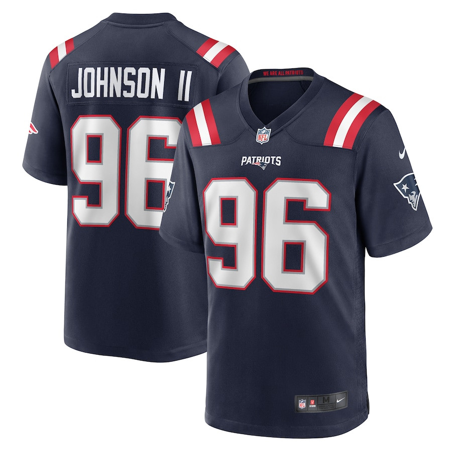 Eric Johnson II 96 New England Patriots Game Navy NFL Jersey Men's