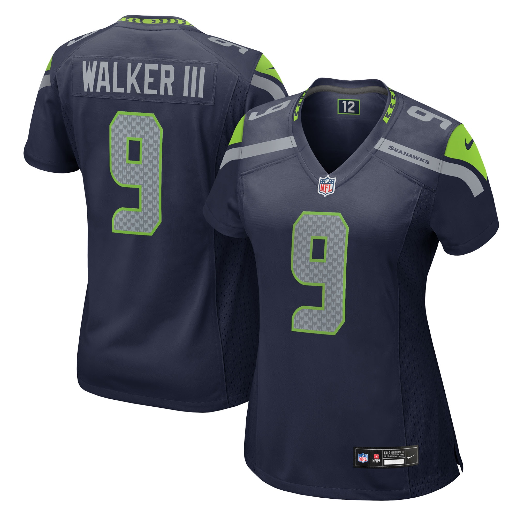 Seattle Seahawks Kenneth Walker III College Navy Team Game NFL Jersey Women's