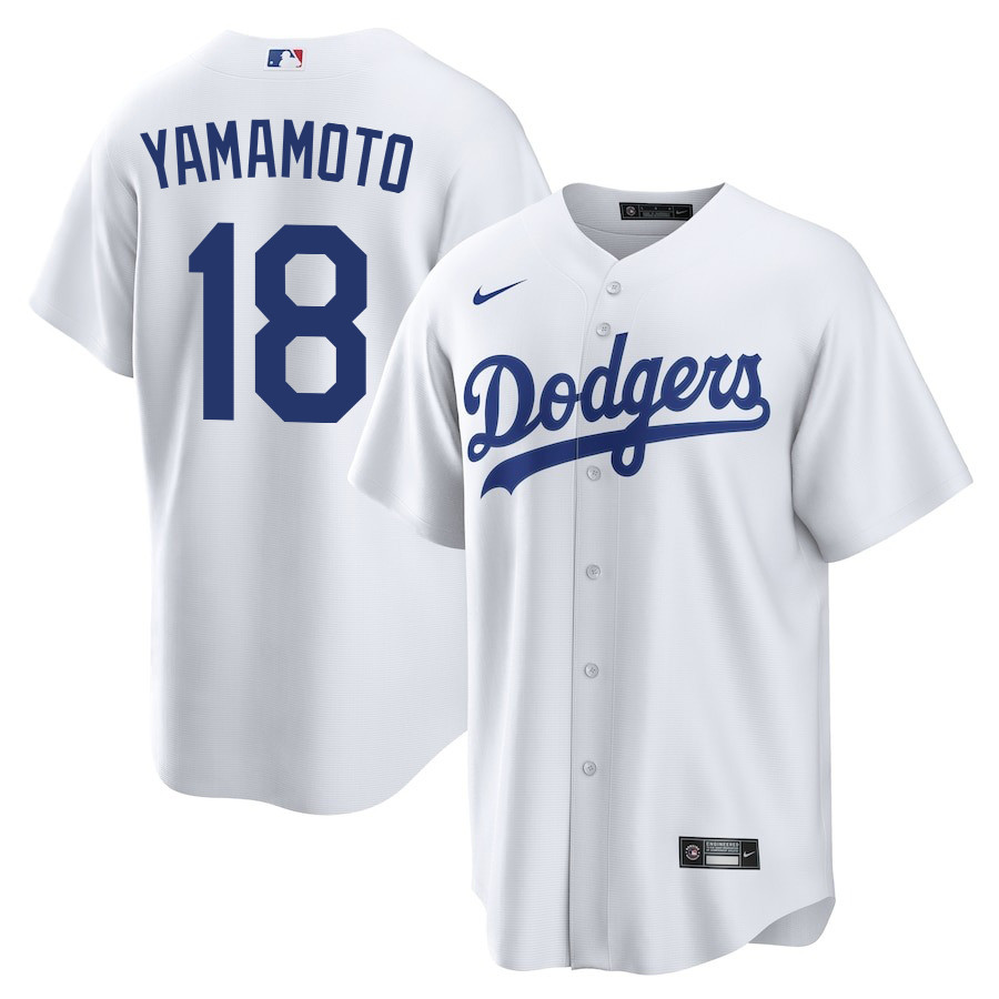 Yoshinobu Yamamoto 18 Los Angeles Dodgers Home White MLB Jersey Men's