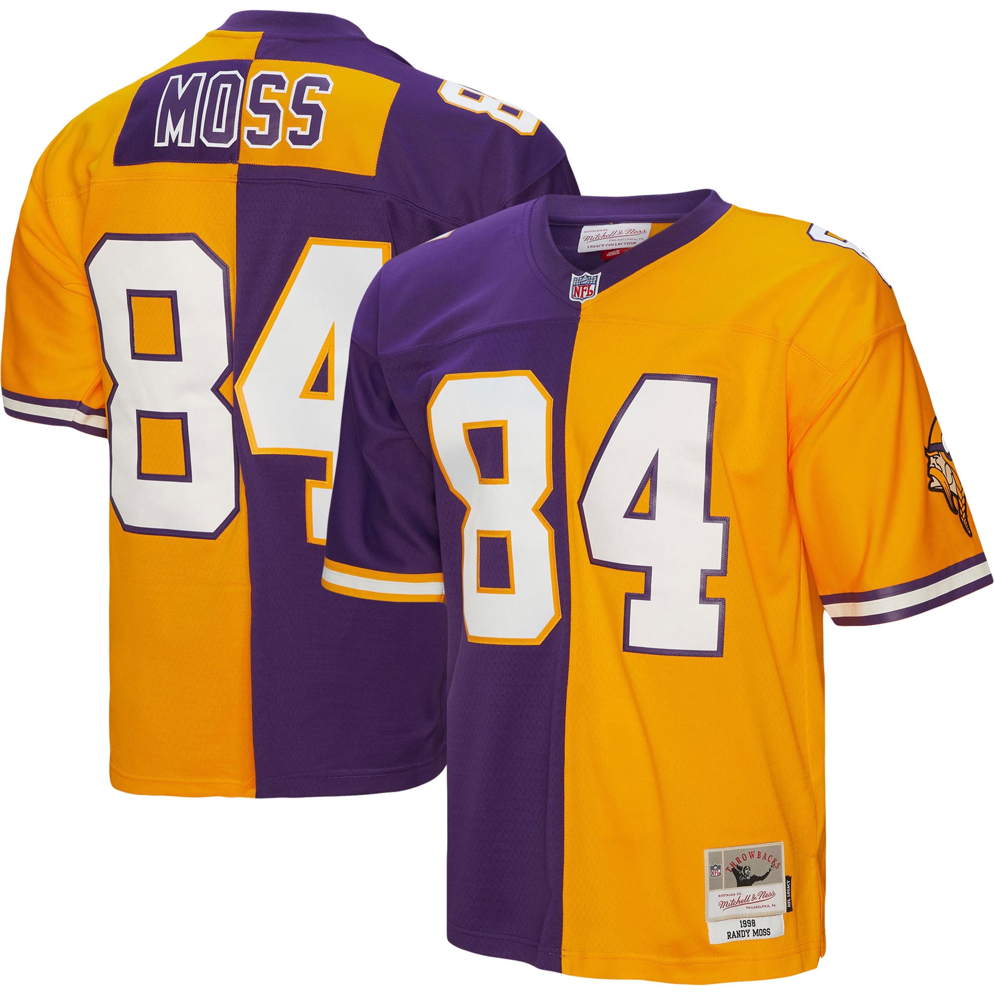 Minnesota Vikings Randy Moss Mitchell Ness Purple/Gold 1998 Split Legacy NFL Jersey Men's