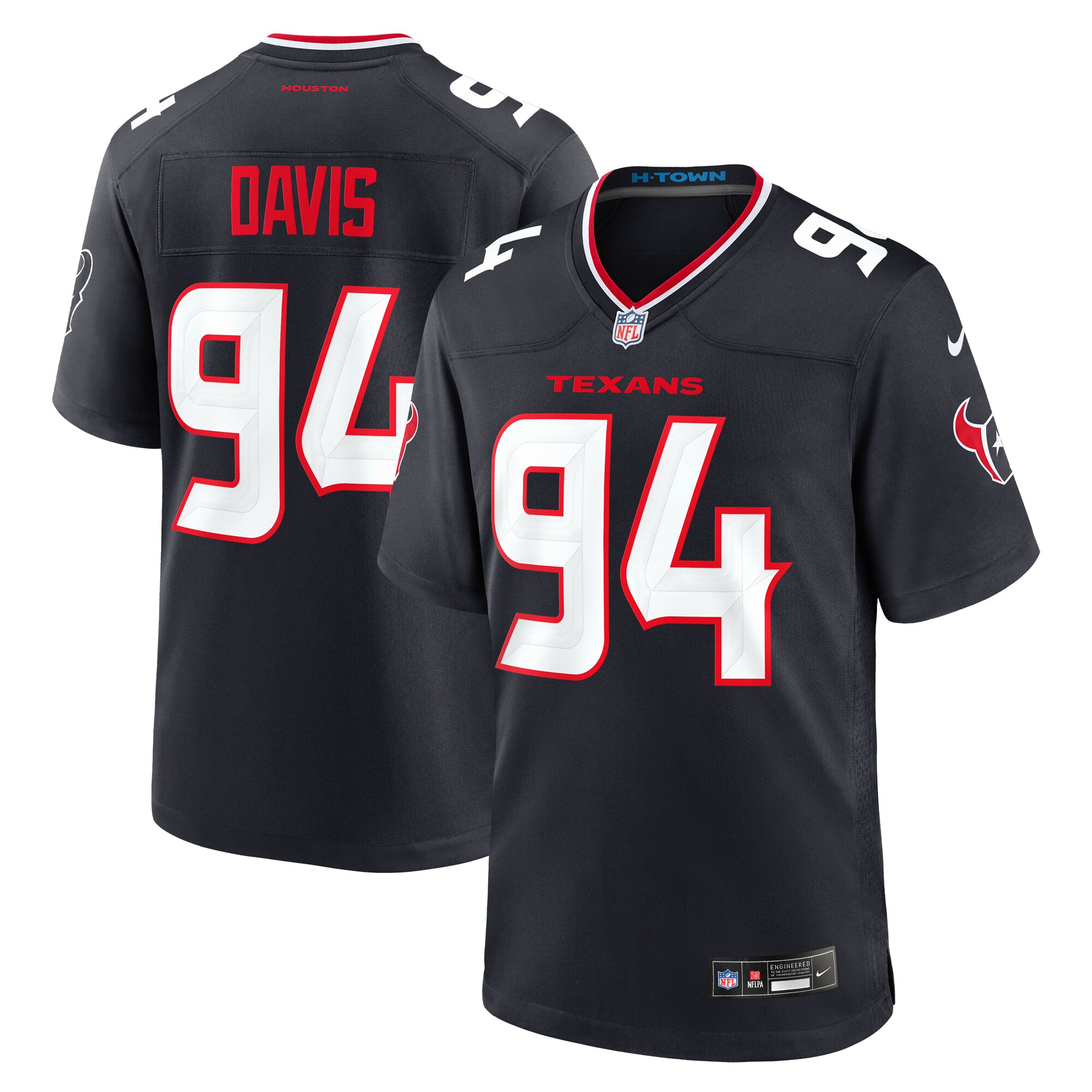 Houston Texans Khalil Davis Navy Team Game NFL Jersey Men's