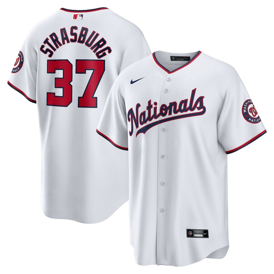 Stephen Strasburg 37 Washington Nationals Home White MLB Jersey Men's