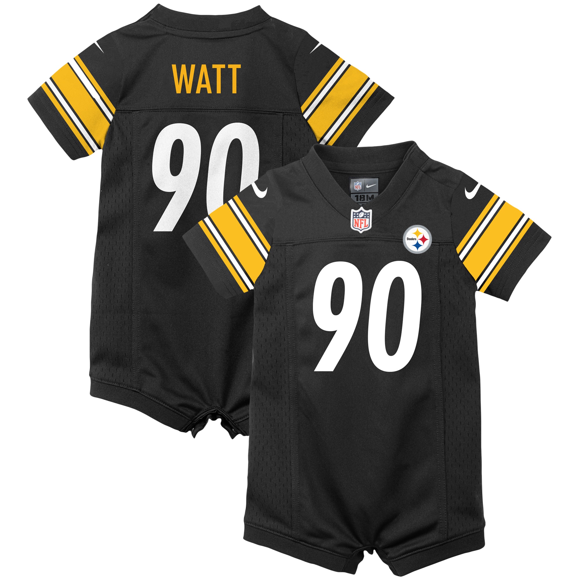 Infant Pittsburgh Steelers T.J. Watt Black Game Romper NFL Jersey Men's