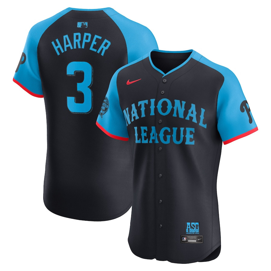 Bryce Harper 3 National League 2024 All Star Game Elite Player Navy MLB Jersey Men's