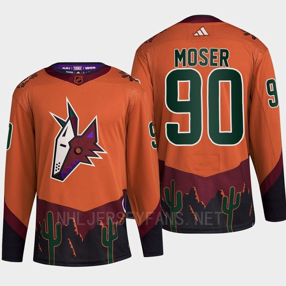 Arizona Coyotes 2022 Reverse Retro 2.0 Janis Moser 90 Orange Primegreen NHL Jersey Men's
