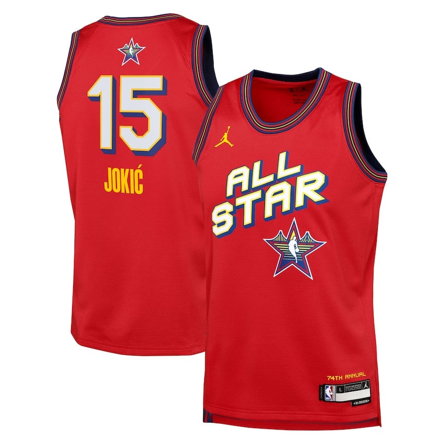 Nikola Jokic 15 All Star Swingman Tea Red NBA Jersey Youth