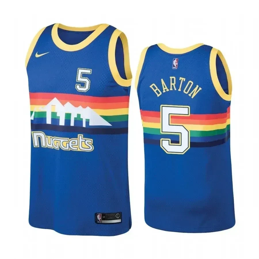 Denver Nuggets 5 Will Barton Hardwood Classics Blue NBA Jersey Men's