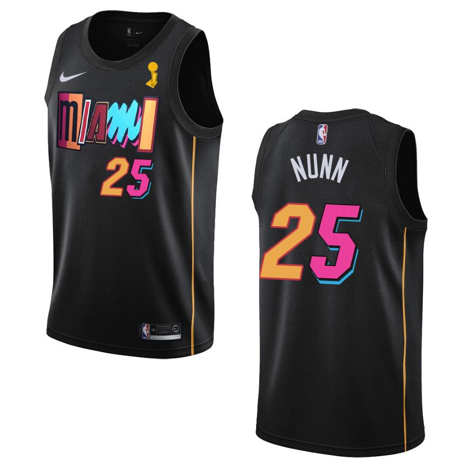 Miami Heat Kendrick Nunn 25 Champions Cup 2023 Patch Black NBA Jersey Men's