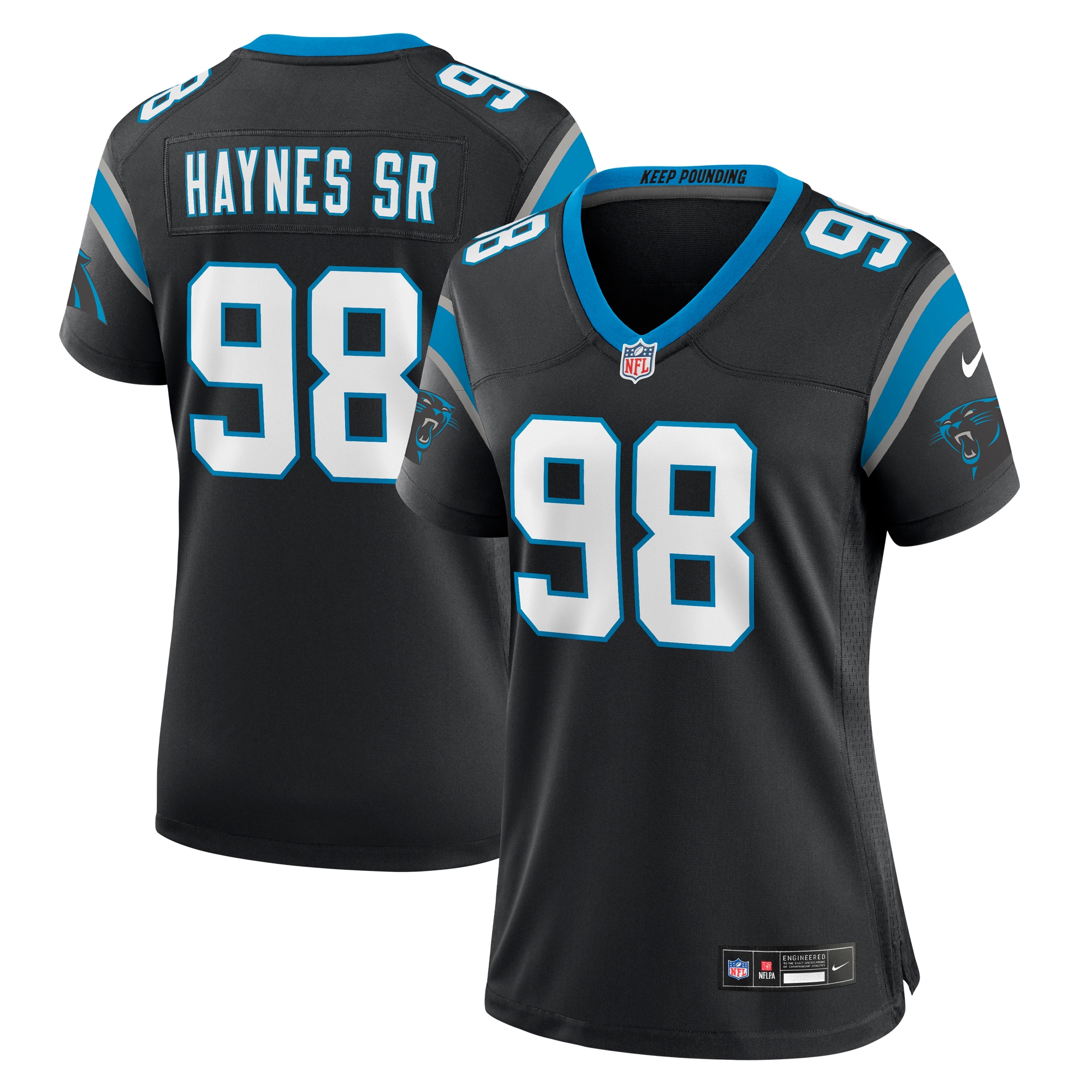 Carolina Panthers Marquis Haynes Sr. Black Team Game NFL Jersey Women's