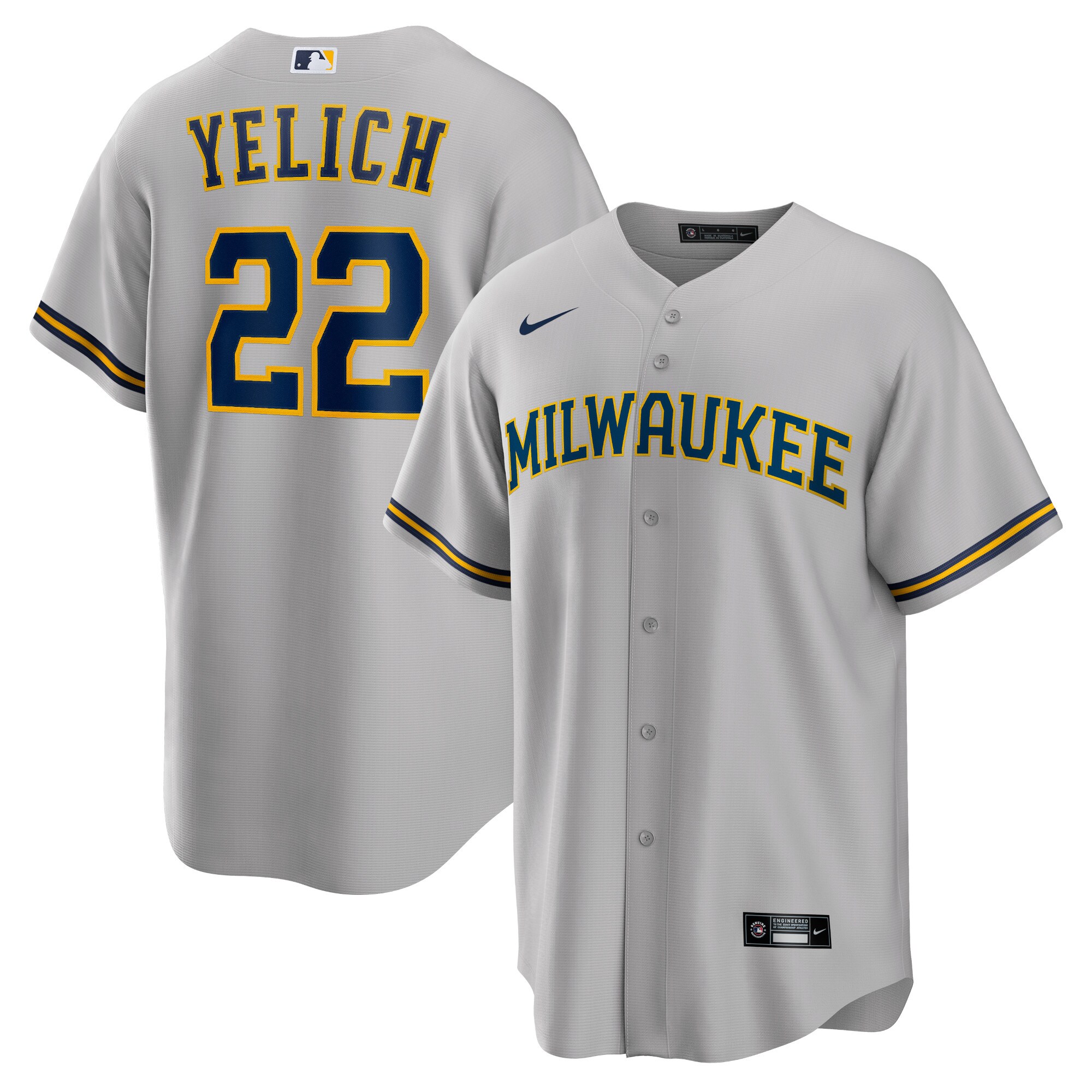 Milwaukee Brewers Christian Yelich Gray Alternate Player MLB Jersey Men's