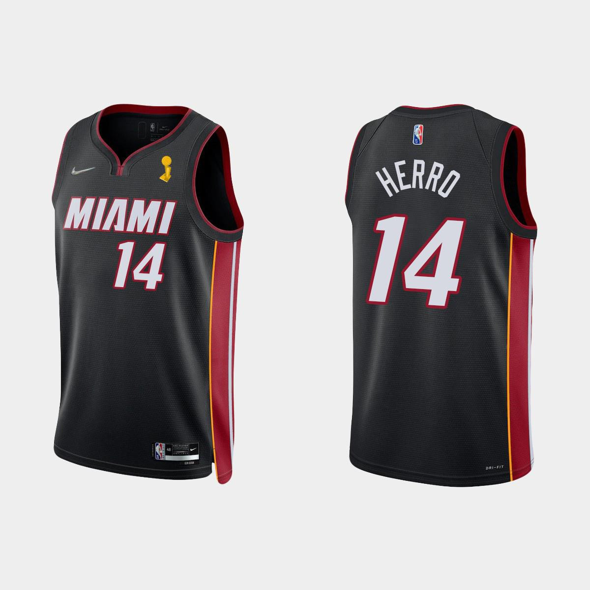 Miami Heat Tyler Herro 14 Champions Cup Diamond Black Icon NBA Jersey Men's