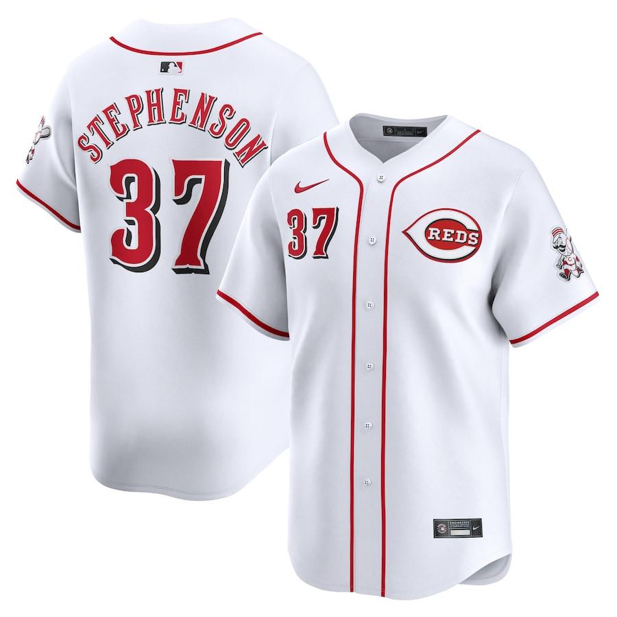 Tyler Stephenson 37 Cincinnati Reds Home Limited Player White MLB Jersey Men's