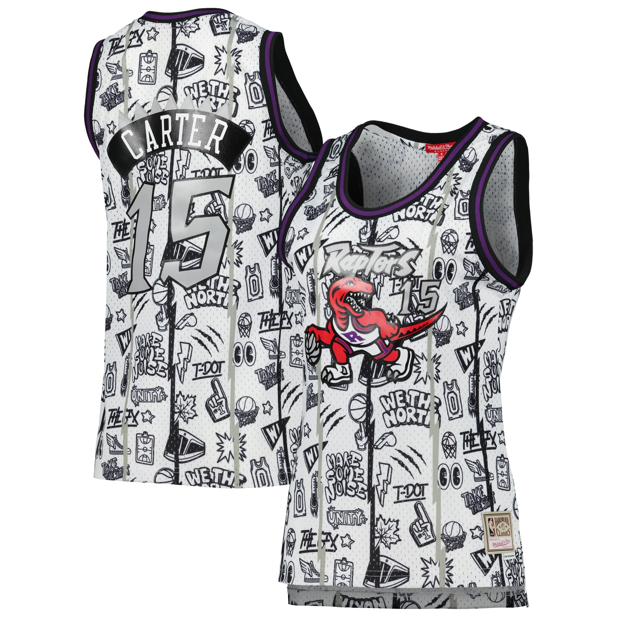 Mitchell Ness Vince Carte White Toronto Raptors 1998 Doodle Swingman NBA Jersey Women's