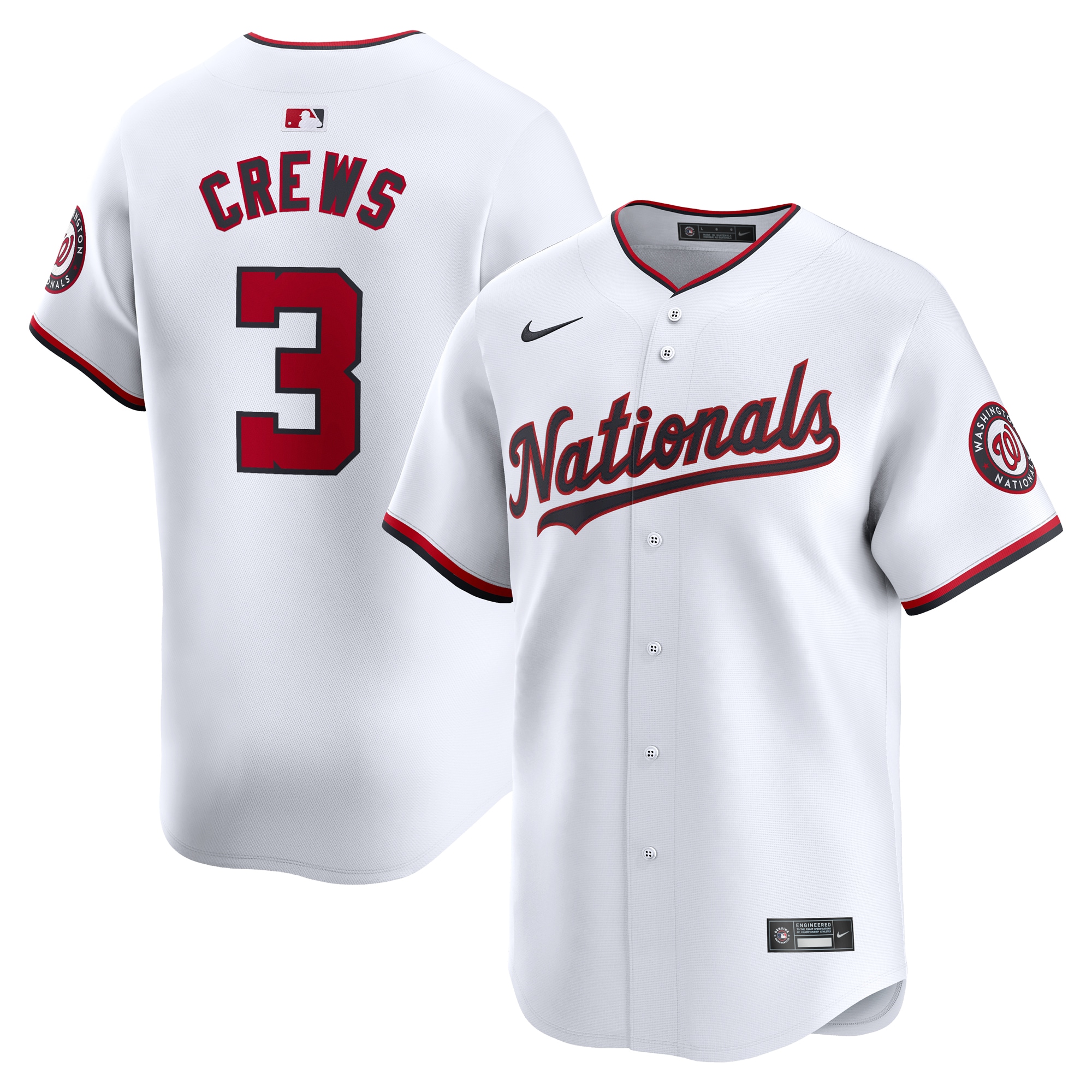 Washington Nationals Dylan Crews White Home Limited Player MLB Jersey Men's