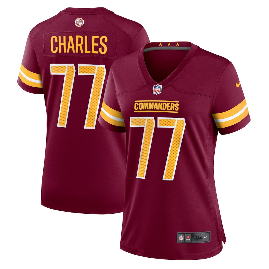 Saahdiq Charles 77 Washington Commanders Game Burgundy NFL Jersey Women's