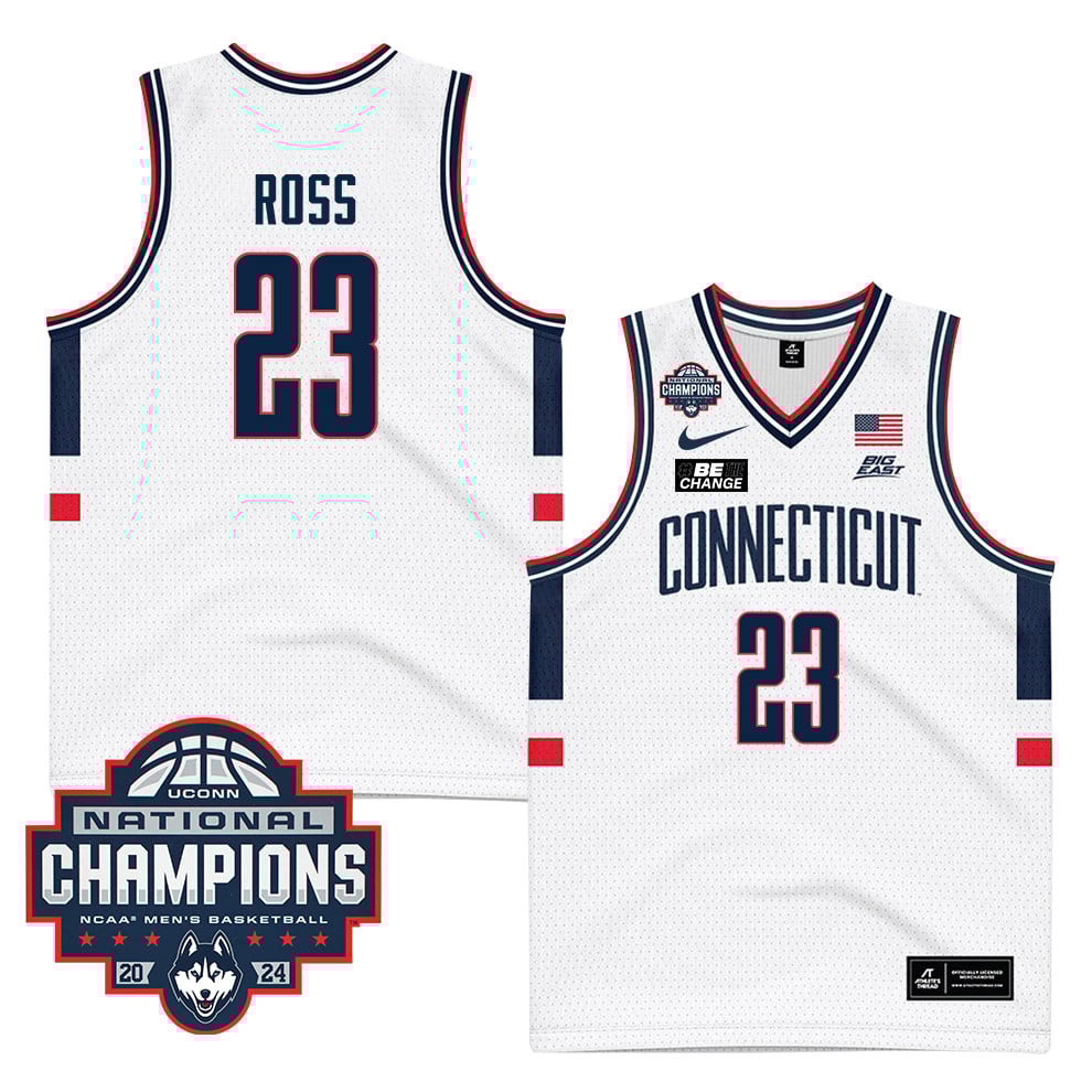 Jayden Ross 23 UConn Huskies 2024 National Champions Patch Unisex NCAA Jersey Unisex