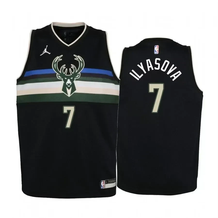 Ersan Ilyasova Milwaukee Bucks Black Statet Jumpman NBA Jersey Youth